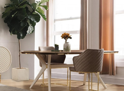 Essgruppe Esszimmer Luxus Essecke Esstisch Tisch Stühle Braun Set 5tlg